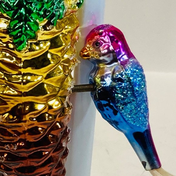 Vintage German Ornament Pinecone with Bird Blown Glass Sugar Glitter as is - Picture 11 of 13